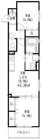 鴻池新田駅 徒歩12分 3階の物件間取画像